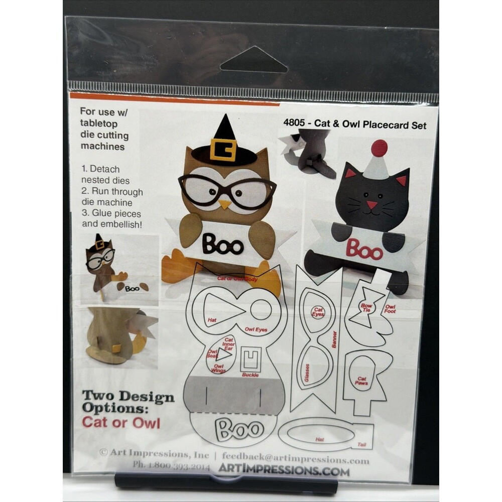 Halloween Cat Owl Place Cards Die Cutting Dies Set Art Impressions Die 4805 NEW